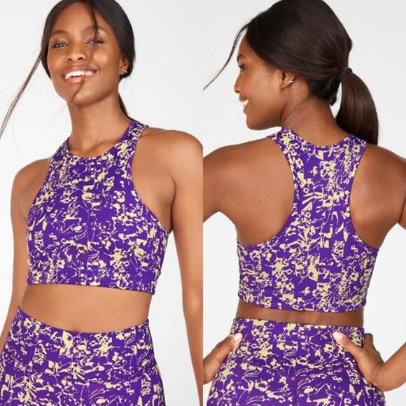 Fabletics Deva Midi Medium Impact Sports Bra Floral Breakdown Womens Size Medium - Picture 1 of 9